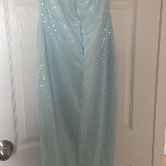 Light Blue Sequin Strapless Dress - Picture 3 of 3